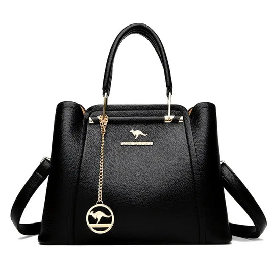 Elegant Women's Synthetic Leather Handbag with Detachable Shoulder Strap