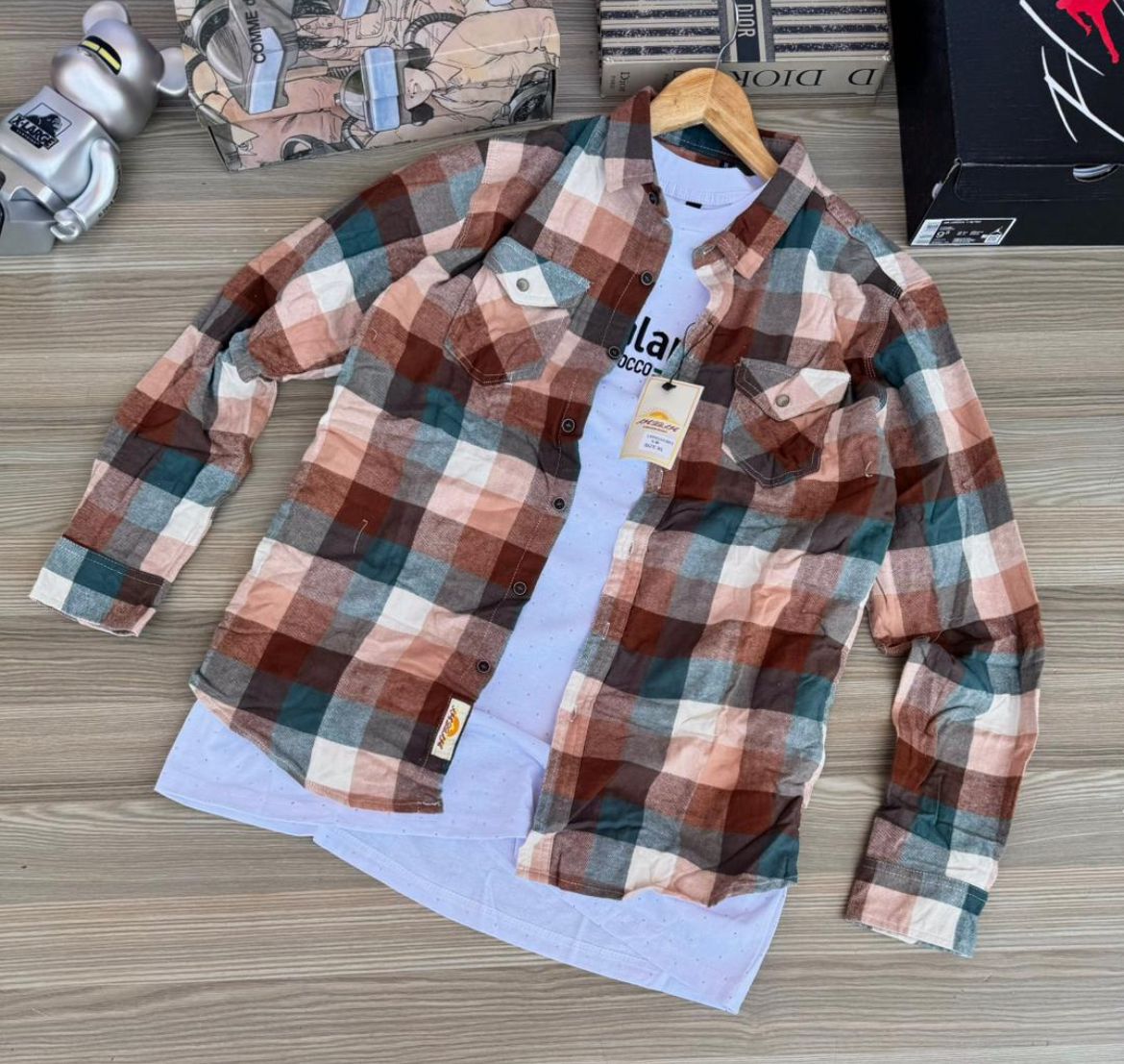 Classic Black & White Plaid Flannel Shirt